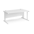Maestro 25 right hand wave desk 1600mm wide - white cantilever leg frame and white top