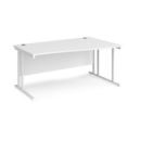 Maestro 25 right hand wave desk 1600mm wide - white cantilever leg frame and white top