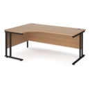 Maestro 25 left hand ergonomic desk 1800mm wide - black cantilever leg frame and beech top