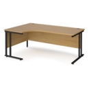 Maestro 25 left hand ergonomic desk 1800mm wide - black cantilever leg frame and oak top