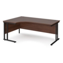 Maestro 25 left hand ergonomic desk 1800mm wide - black cantilever leg frame and walnut top