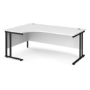 Maestro 25 left hand ergonomic desk 1800mm wide - black cantilever leg frame and white top