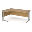 Maestro 25 left hand ergonomic desk 1800mm wide - silver cantilever leg frame and oak top