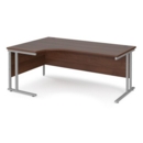 Maestro 25 left hand ergonomic desk 1800mm wide - silver cantilever leg frame and walnut top