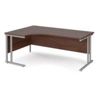 Maestro 25 left hand ergonomic desk 1800mm wide - silver cantilever leg frame and walnut top