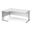 Maestro 25 left hand ergonomic desk 1800mm wide - silver cantilever leg frame and white top