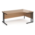 Maestro 25 right hand ergonomic desk 1800mm wide - black cantilever leg frame and beech top