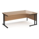 Maestro 25 right hand ergonomic desk 1800mm wide - black cantilever leg frame and beech top