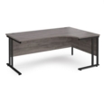 Maestro 25 right hand ergonomic desk 1800mm wide - black cantilever leg frame and grey oak top
