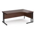 Maestro 25 right hand ergonomic desk 1800mm wide - black cantilever leg frame and walnut top