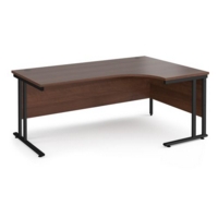 Maestro 25 right hand ergonomic desk 1800mm wide - black cantilever leg frame and walnut top