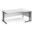 Maestro 25 right hand ergonomic desk 1800mm wide - black cantilever leg frame and white top