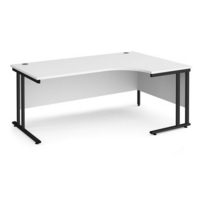 Maestro 25 right hand ergonomic desk 1800mm wide - black cantilever leg frame and white top