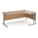 Maestro 25 right hand ergonomic desk 1800mm wide - silver cantilever leg frame and beech top
