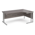 Maestro 25 right hand ergonomic desk 1800mm wide - silver cantilever leg frame and grey oak top