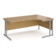 Maestro 25 right hand ergonomic desk 1800mm wide - silver cantilever leg frame and oak top