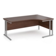 Maestro 25 right hand ergonomic desk 1800mm wide - silver cantilever leg frame and walnut top