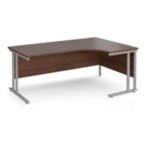 Maestro 25 right hand ergonomic desk 1800mm wide - silver cantilever leg frame and walnut top