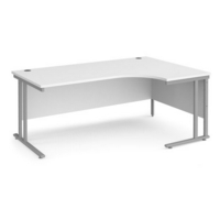 Maestro 25 right hand ergonomic desk 1800mm wide - silver cantilever leg frame and white top