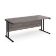 Maestro 25 straight desk 1800mm x 800mm - black cantilever leg frame and grey oak top