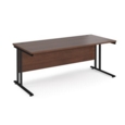 Maestro 25 straight desk 1800mm x 800mm - black cantilever leg frame and walnut top