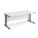 Maestro 25 straight desk 1800mm x 800mm - black cantilever leg frame and white top