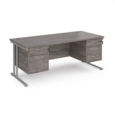 Maestro 25 straight desk 1800mm x 800mm with 2 and 3 drawer pedestals - silver cantilever leg frame and grey oak top