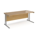Maestro 25 straight desk 1800mm x 800mm - silver cantilever leg frame and oak top