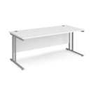 Maestro 25 straight desk 1800mm x 800mm - silver cantilever leg frame and white top