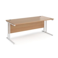 Maestro 25 straight desk 1800mm x 800mm - white cantilever leg frame and beech top