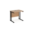 Maestro 25 straight desk 800mm x 600mm - black cantilever leg frame and beech top