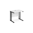 Maestro 25 straight desk 800mm x 600mm - black cantilever leg frame and white top