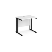 Maestro 25 straight desk 800mm x 600mm - black cantilever leg frame and white top