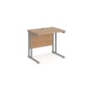 Maestro 25 straight desk 800mm x 600mm - silver cantilever leg frame and beech top