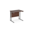 Maestro 25 straight desk 800mm x 600mm - silver cantilever leg frame and walnut top