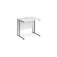 Maestro 25 straight desk 800mm x 600mm - silver cantilever leg frame and white top