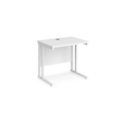 Maestro 25 straight desk 800mm x 600mm - white cantilever leg frame and white top