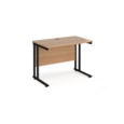 Maestro 25 straight desk 1000mm x 600mm - black cantilever leg frame and beech top