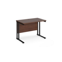 Maestro 25 straight desk 1000mm x 600mm - black cantilever leg frame and walnut top