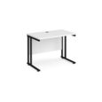Maestro 25 straight desk 1000mm x 600mm - black cantilever leg frame and white top