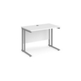 Maestro 25 straight desk 1000mm x 600mm - silver cantilever leg frame and white top
