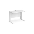 Maestro 25 straight desk 1000mm x 600mm - white cantilever leg frame and white top