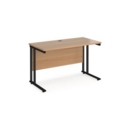 Maestro 25 straight desk 1200mm x 600mm - black cantilever leg frame and beech top