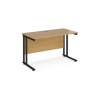 Maestro 25 straight desk 1200mm x 600mm - black cantilever leg frame and oak top