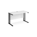 Maestro 25 straight desk 1200mm x 600mm - black cantilever leg frame and white top