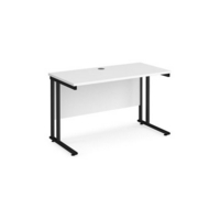 Maestro 25 straight desk 1200mm x 600mm - black cantilever leg frame and white top