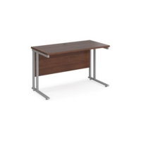 Maestro 25 straight desk 1200mm x 600mm - silver cantilever leg frame and walnut top
