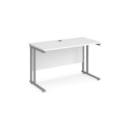 Maestro 25 straight desk 1200mm x 600mm - silver cantilever leg frame and white top
