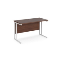 Maestro 25 straight desk 1200mm x 600mm - white cantilever leg frame and walnut top