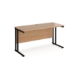 Maestro 25 straight desk 1400mm x 600mm - black cantilever leg frame and beech top